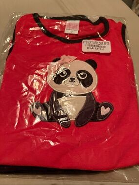 Pink  Panda Applique Kids Matching Set